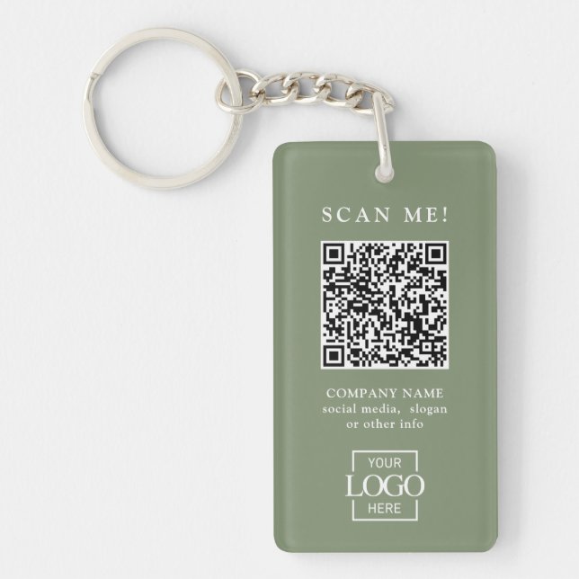 Custom Branded Business Logo QR Code Modern Key Ring (Front)