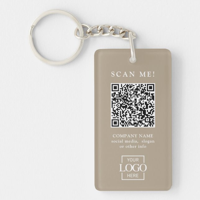 Custom Branded Business Logo QR Code Modern Key Ring (Front)