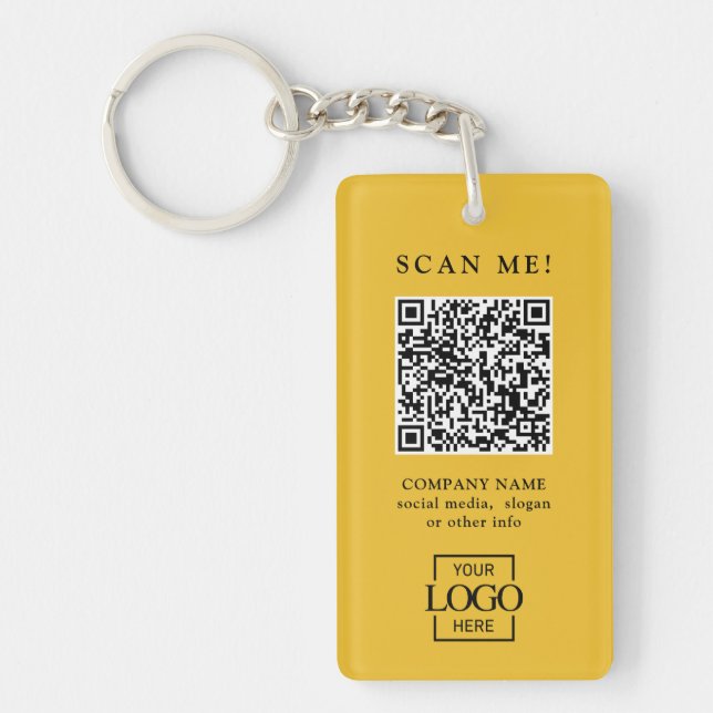 Custom Branded Business Logo QR Code Modern Key Ring (Front)