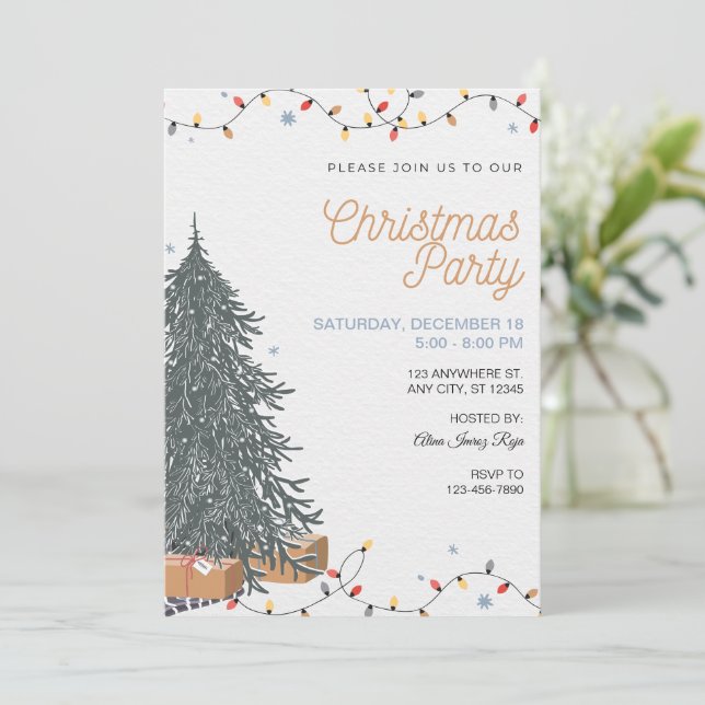 Custom Branded Christmas Holiday Party Invitation (Standing Front)