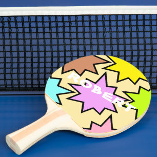 Custom Branded Colourful Comic Name Typography Ping Pong Paddle