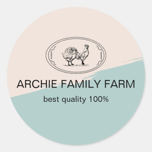 Custom Branded Cream Archie Family Farm Logo Classic Round Sticker (Front)