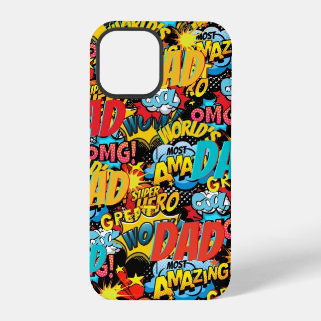 Custom Branded DAD Gift - Comic Superhero Fun Name iPhone Case (Back)