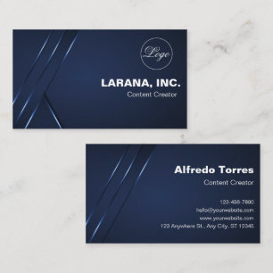 Custom Branded Dark Blue Modern Content Creator Business Card