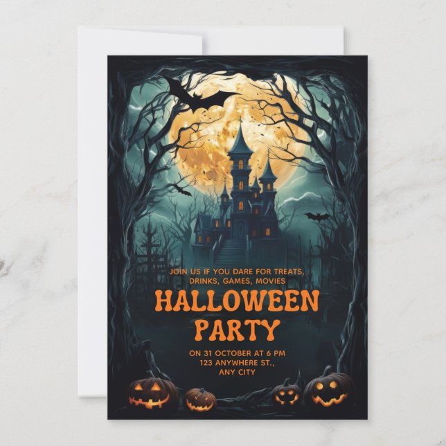 Custom Branded Dark Fantasy Halloween Party  Invitation (Front)