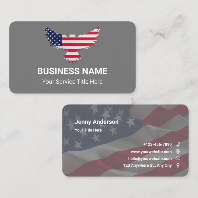 Custom Branded Eagle American Flag Business Card (Front/Back)