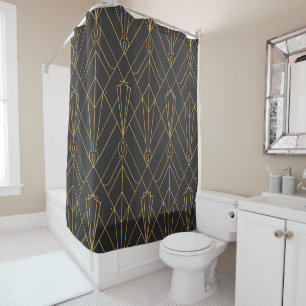 Custom Branded Elegant Black & Gold Patterns  Shower Curtain