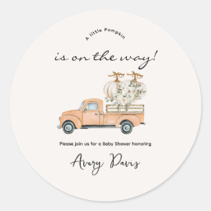 Custom Branded Fall Pumpkin Baby Shower Classic Round Sticker