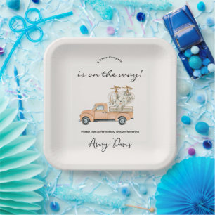 Custom Branded Fall Pumpkin Baby Shower Paper Plate