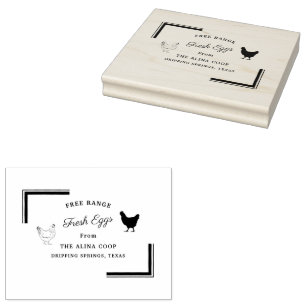 Custom Branded Farmhouse Fresh Eggs Egg Carton Rubber Stamp