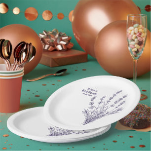 Custom Branded French lavender flowers Paper Plate