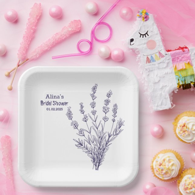 Custom Branded French lavender flowers Paper Plate (Party)