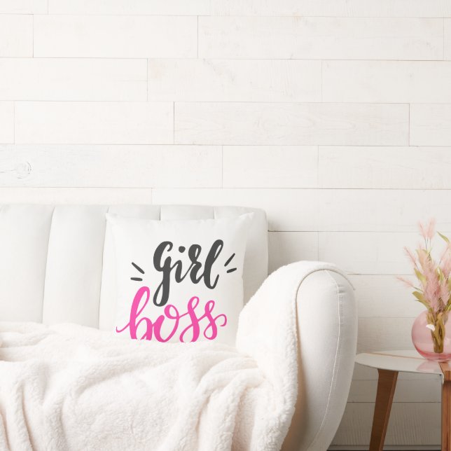 Custom Branded Girl Boss Typography Any Colour  Cushion (Couch)