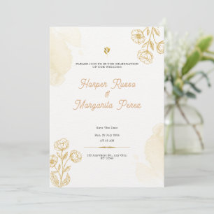 Custom Branded Gold Rustic Wedding Invitation