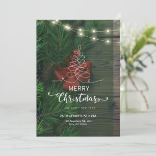 Custom Branded Green Simple Merry Christmas Invitation