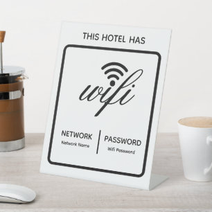 Custom Branded Hotel Name Wifi Password Pedestal Sign