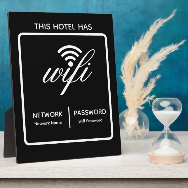 Custom Branded Hotel Name Wifi Password Plaque (Side)