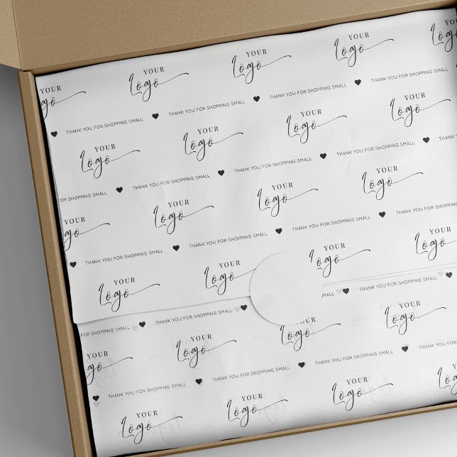 Custom Branded Minimalist Business Logo Packaging Tissue Paper (Minimalist black and white logo branded tissue paper with custom thank you note)