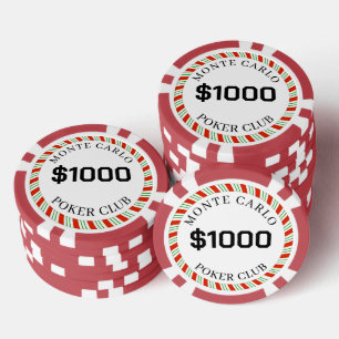 Custom Branded Monte Carlo Smooth $1000 14 Gram Poker Chips