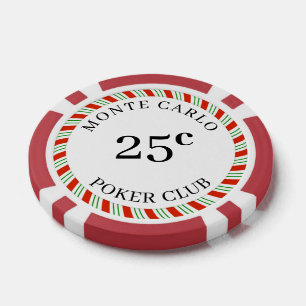 Custom Branded Monte Carlo Smooth 25 Cent 14 Gram Poker Chips