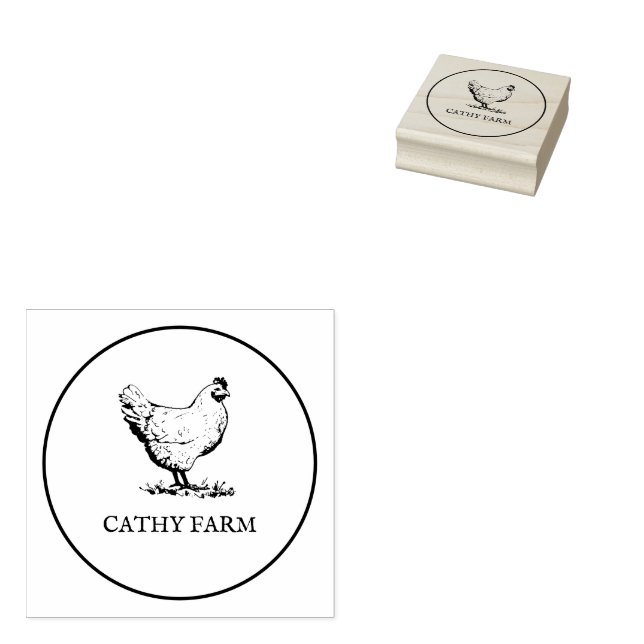 Custom Branded Name Family Farm Chicken Egg Carton Rubber Stamp (Stamped)
