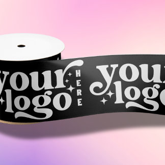 Custom Branded Printed Company Logo 3 Inch Large Satin Ribbon