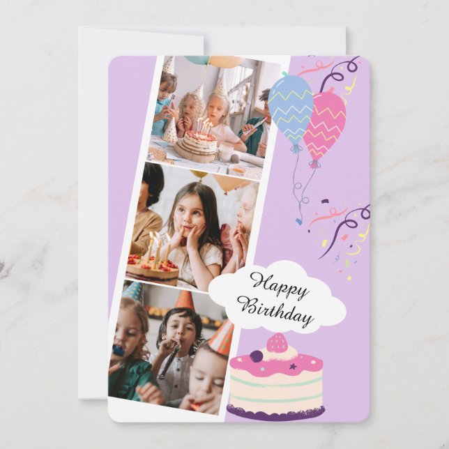 Custom Branded Purple Fun Happy Birthday  Invitation (Front)