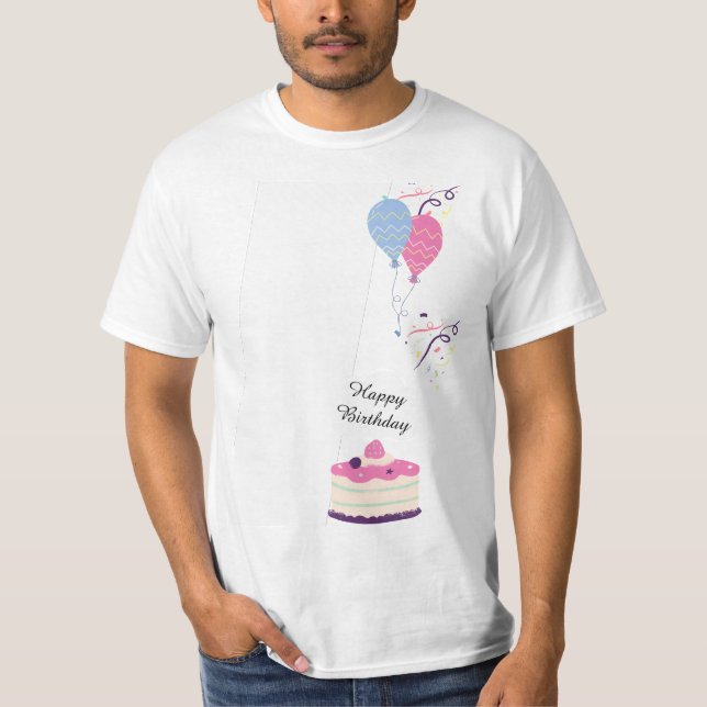 Custom Branded Purple Fun Happy Birthday T-Shirt (Front)