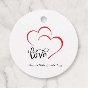 Custom Branded Red Black Minimalist Valentine Day Favour Tags