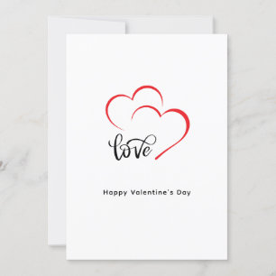 Custom Branded Red Black Minimalist Valentine Day Holiday Card