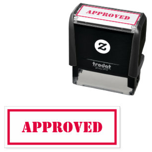 Custom Branded Simple Border Bold Red Approved Self-inking Stamp