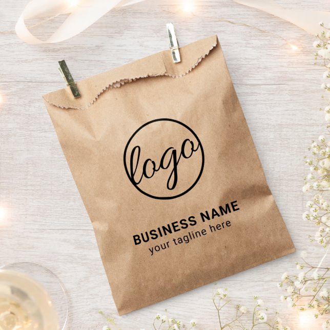 Custom Branded Simple Company Rustic Business Logo Favour Bags (Clipped)