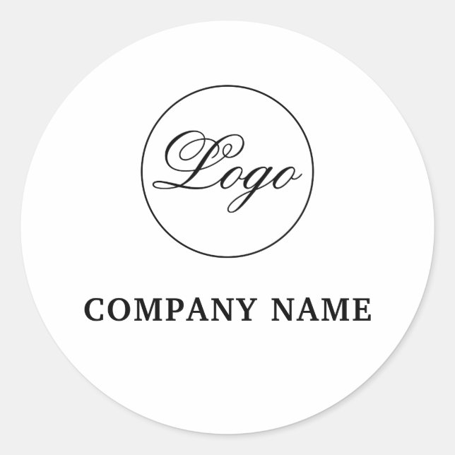 Custom Branded simple White Classic Round Sticker (Front)