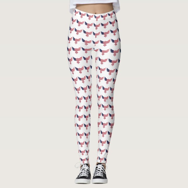 Custom Branded USA butterfly flag Leggings  (Front)