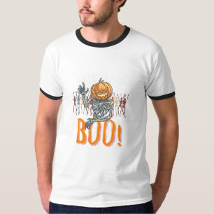 Custom Branded White and Orange Grunge Halloween T-Shirt