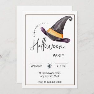 Custom Branded White & Black Halloween Party Invitation