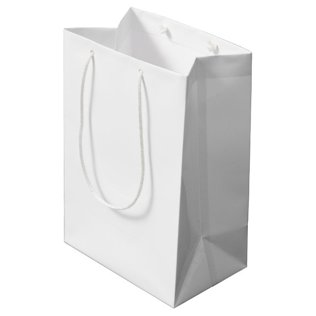 Custom Branded White Gift Bag | Medium Glossy (Back Angled)