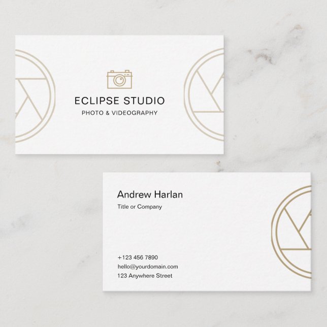 Custom Branded White Minimalist Photographer  Business Card (Front/Back)