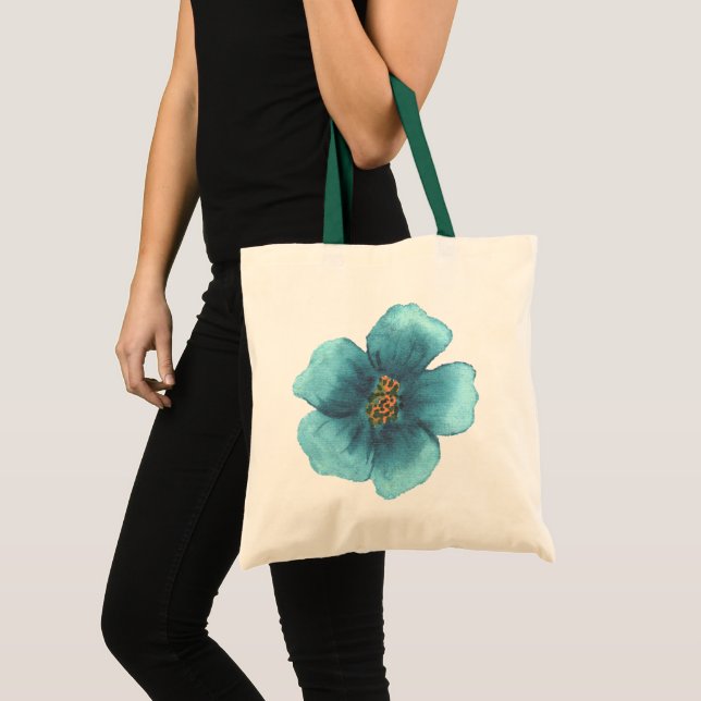 Custom Branded White Watercolor Flower Tote Bag (Front (Product))