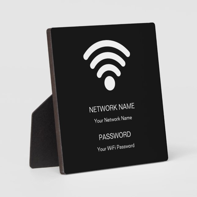 Custom Branded Wifi Network and Password Black  Plaque (Front)