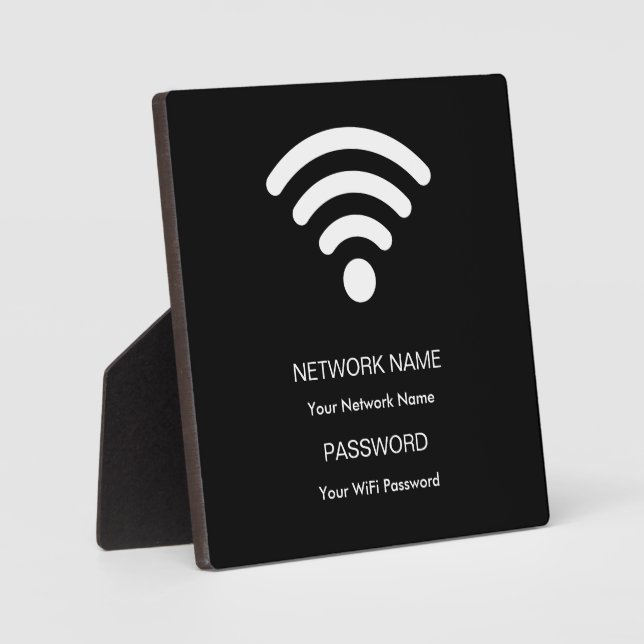 Custom Branded Wifi Network and Password Black Plaque (Front)