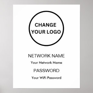 Custom Branded Wifi Network and Password White Poster