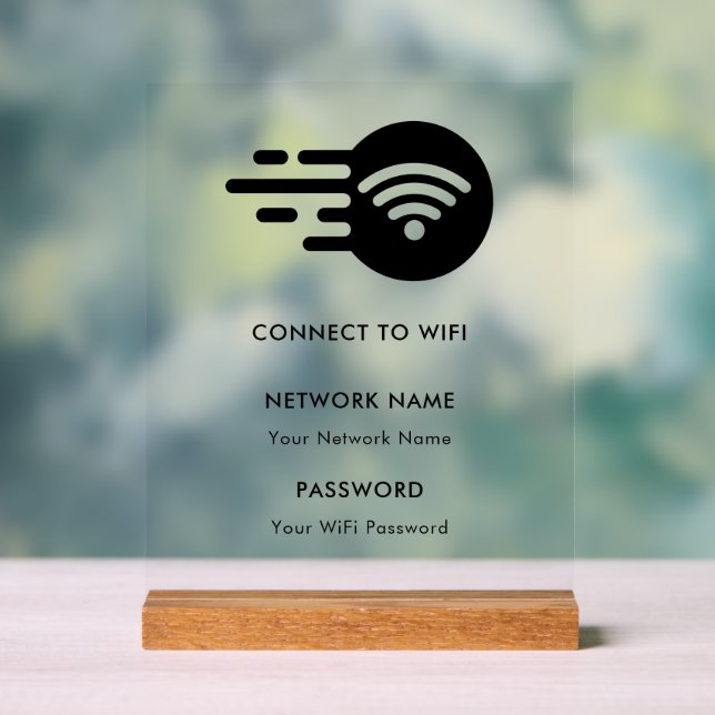 Custom Branded Wifi Network Connect Modern White  Acrylic Sign (Neutral)