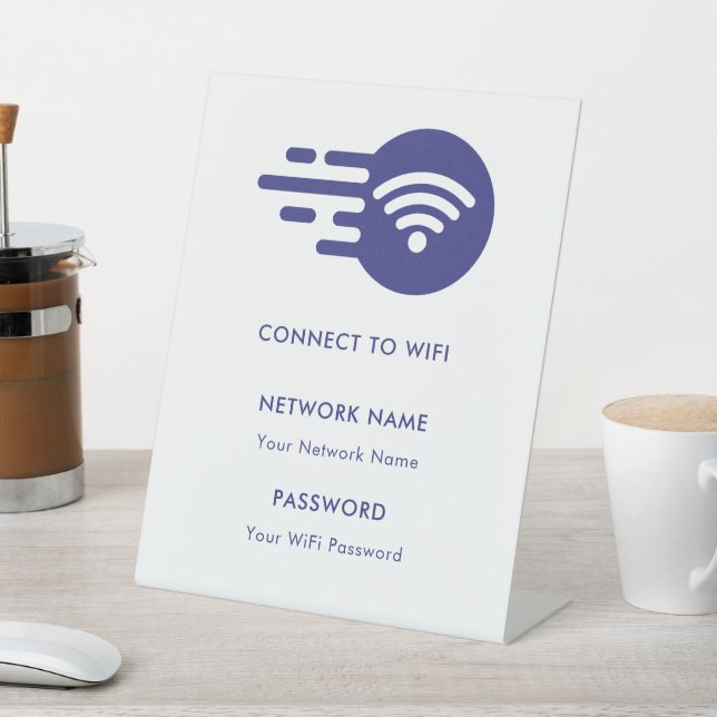 Custom Branded Wifi Network Connect Modern White  Pedestal Sign (In SItu)