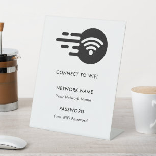Custom Branded Wifi Network Connect Modern White Pedestal Sign