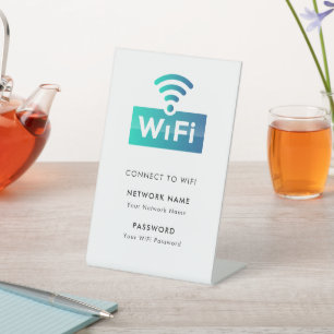 Custom Branded Wifi Network Connect Modern White Pedestal Sign