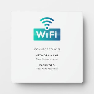 Custom Branded Wifi Network Connect Modern White  Plaque