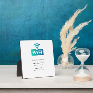 Custom Branded Wifi Network Connect Modern White Plaque