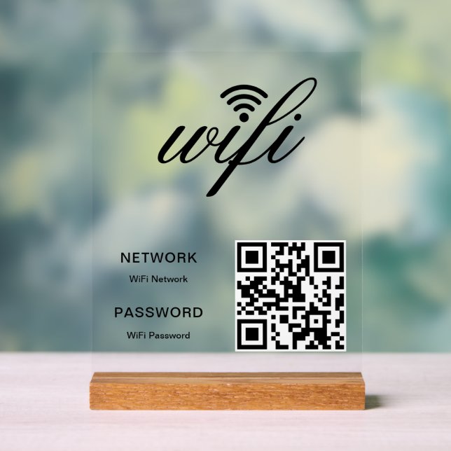 Custom Branded Wifi Network QR Code Acrylic Sign (Neutral)