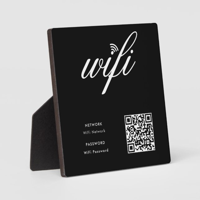 Custom Branded Wifi Network QR Code Black Plaque (Front)
